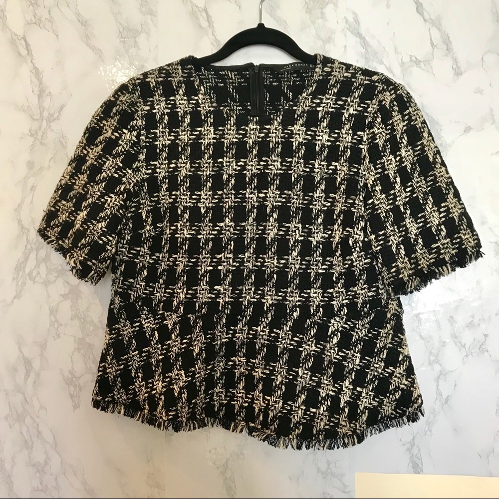 Zara tweed peplum top size L